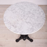 Art nouveu cast iron and marble pedestal table
