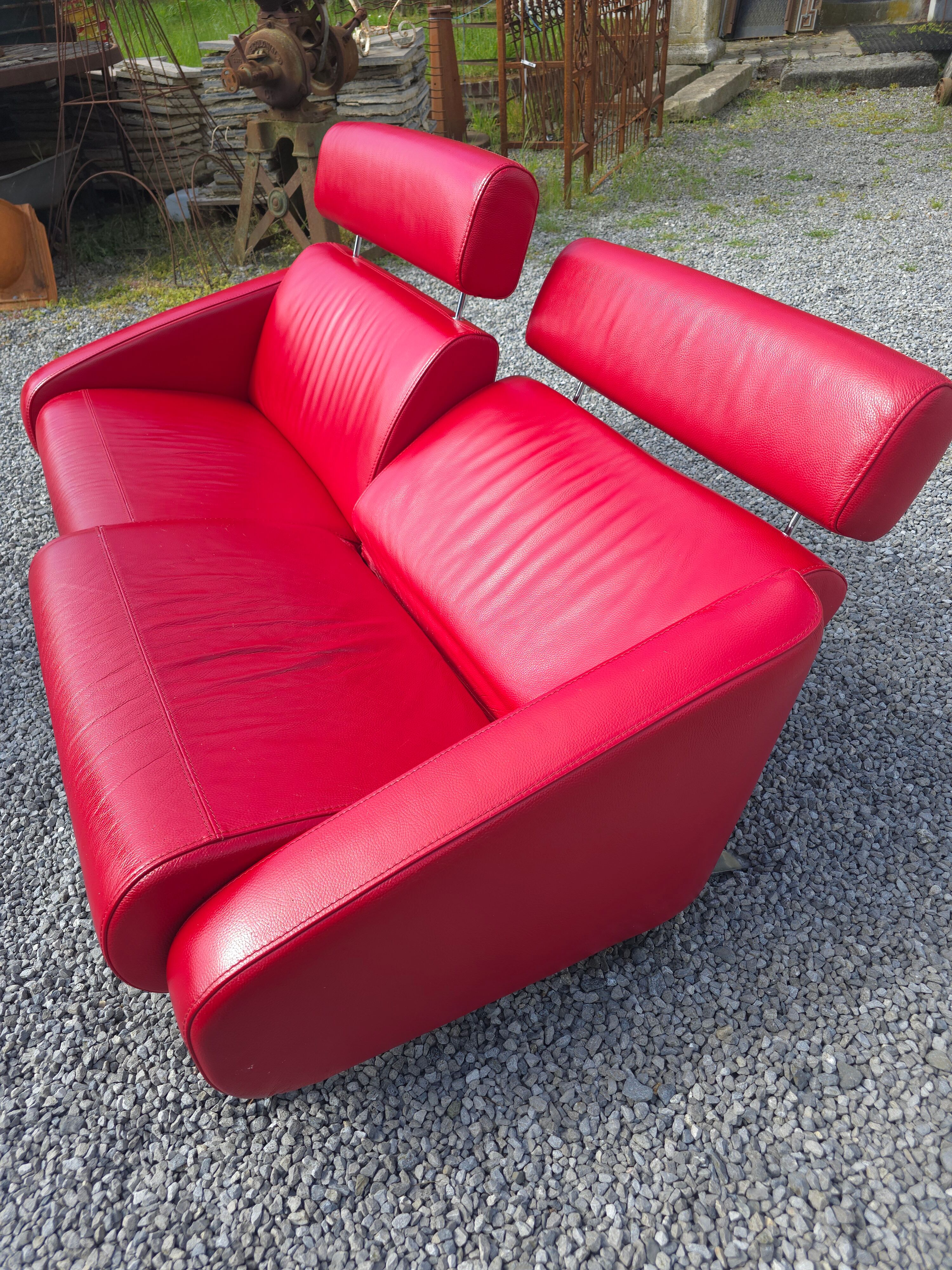 Canapé Steiner en cuir rouge