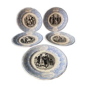 Lot de 5 assiettes parlantes devinettes