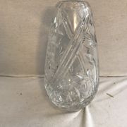Antique crystal vase cut & polished flower design made in France