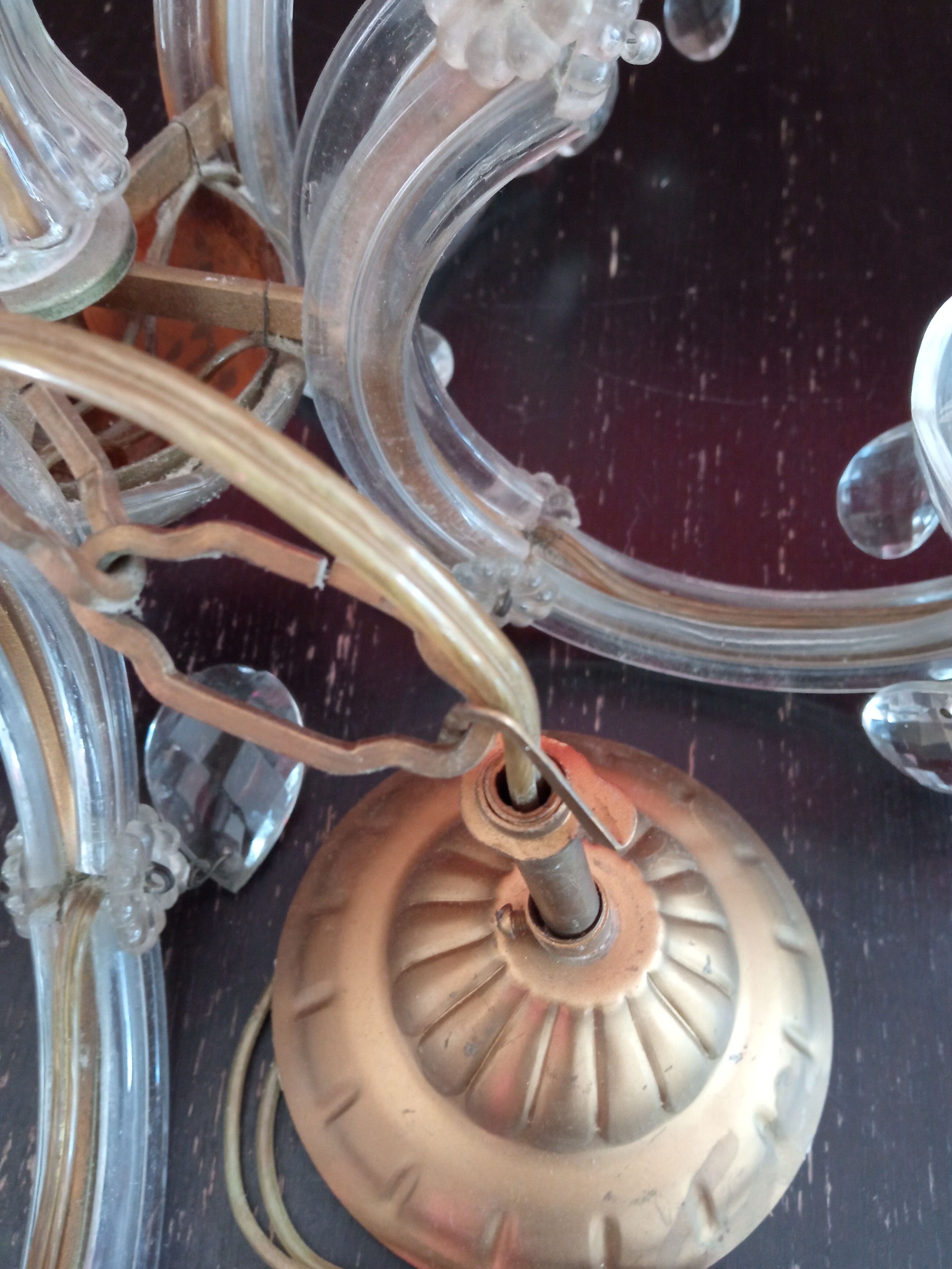 Old chandelier glass and brass