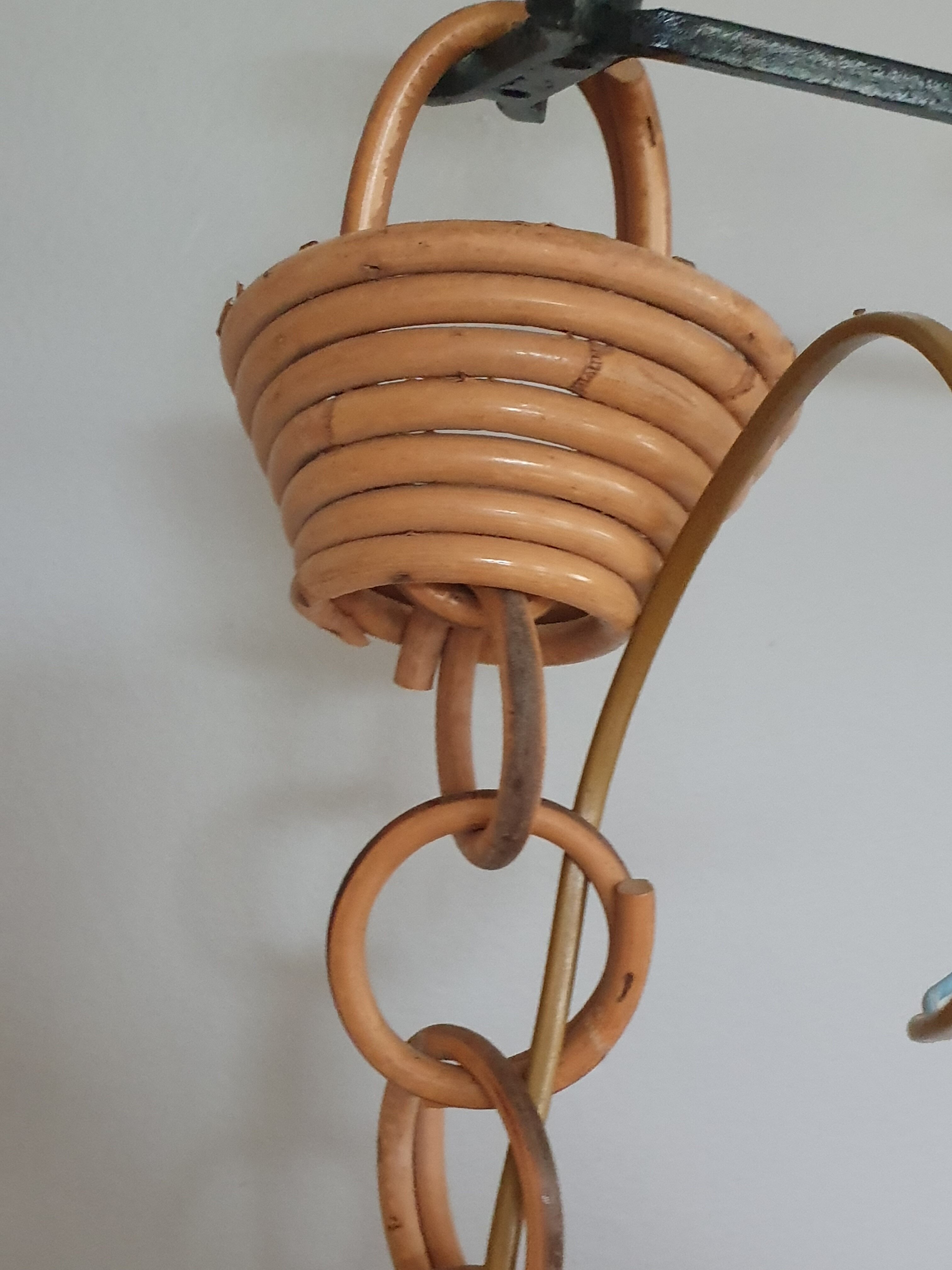 Vintage rattan hanging lamp