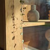 Large antique display cabinet in patinated solid oak.