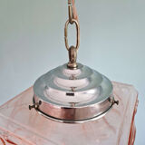 Art Deco pendant light in pale pink glass, 1920s-30s