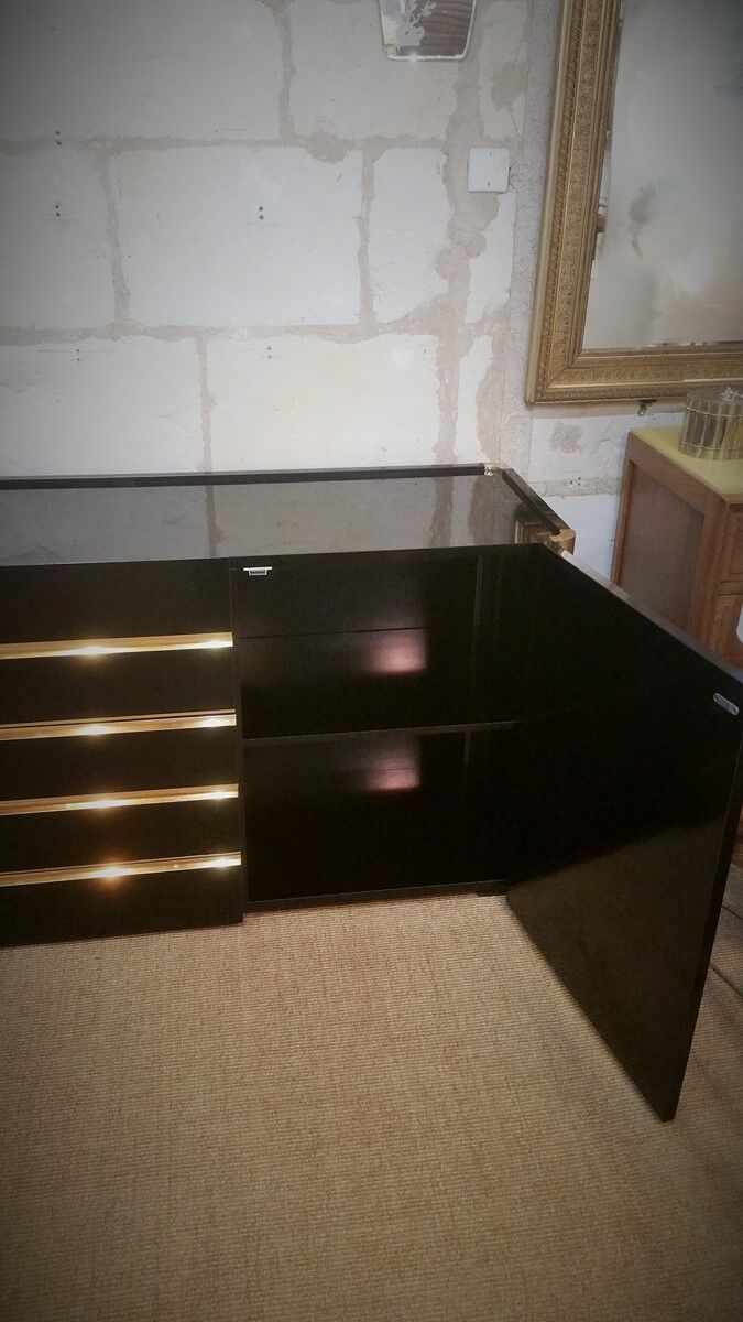 Lacquered and brass sideboard edited by Marie Sabot in the 70
