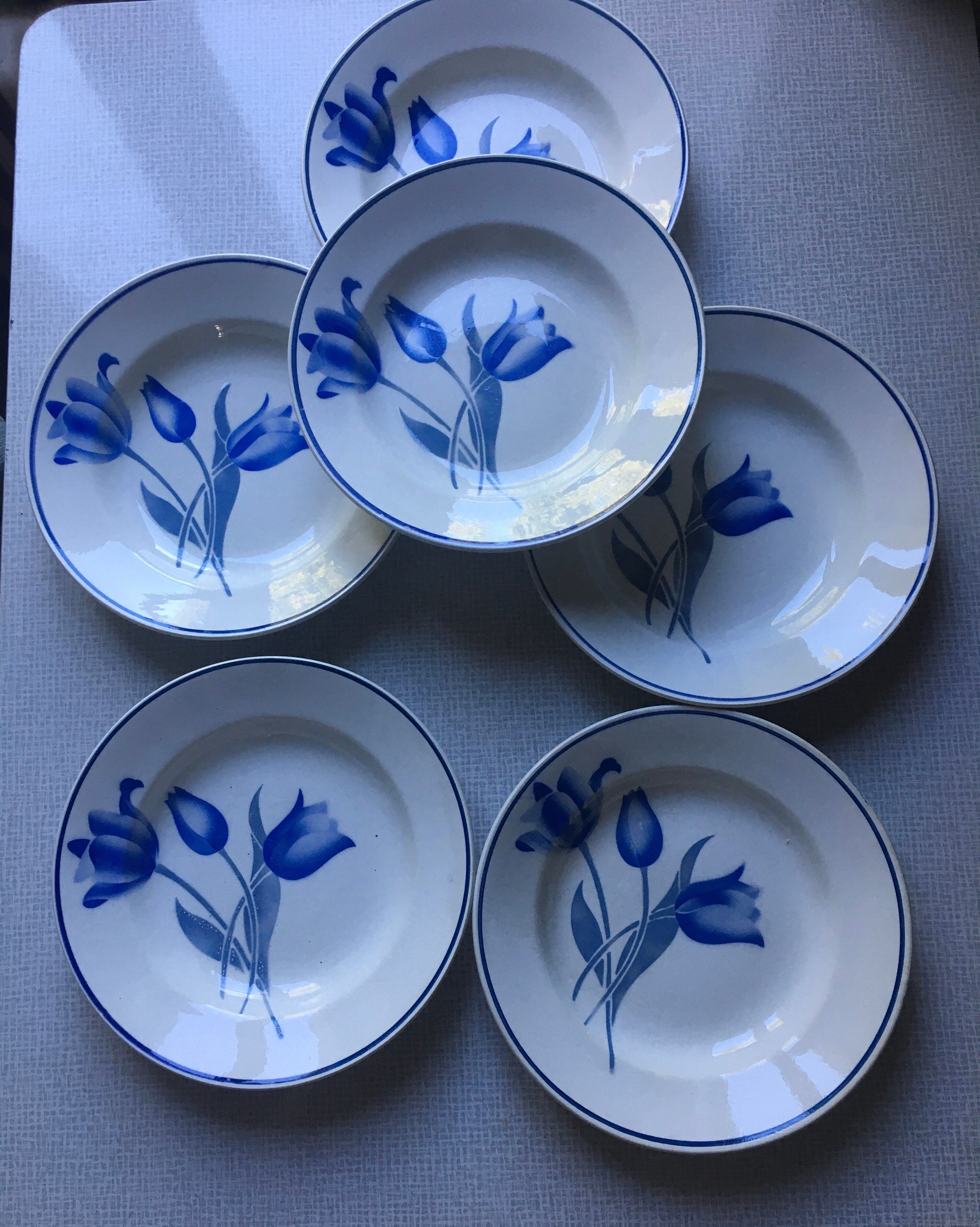 Set of 6 deep plates, Simone Moulin des Loups model