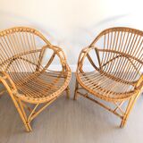 Pair of rattan armchairs