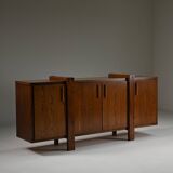 Dark stained brustalist oak sideboard, Belgium.