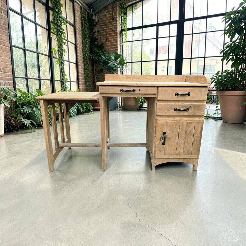 Vintage industrial wooden side table/desk