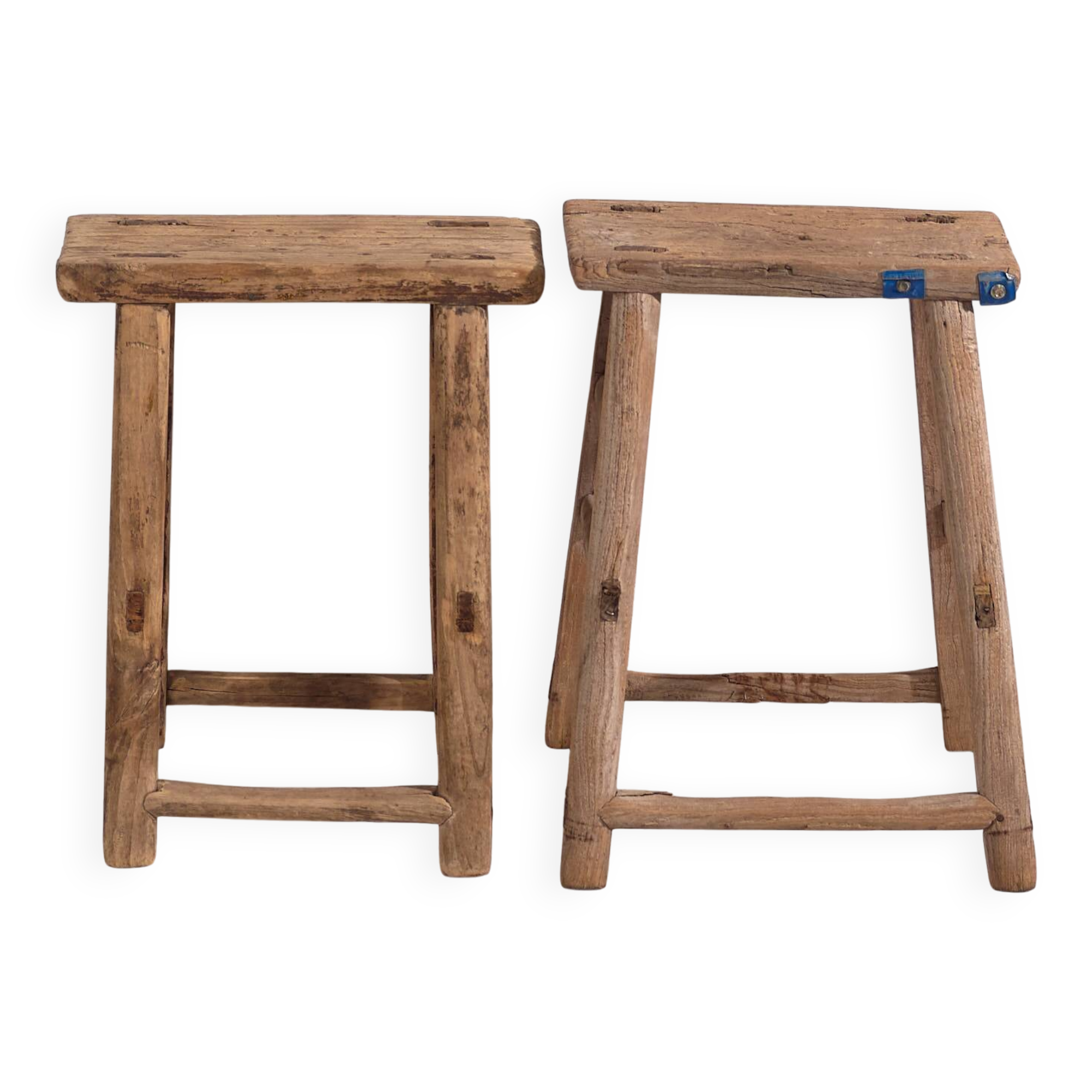 Pair of antique stools for bedside tables (circa 1900). Set of 2 pieces