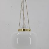 1970s Opaline Glass & Brass Pendant Light , 2 items available