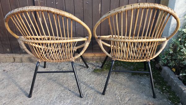 Salon en rotin vintage
