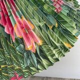 Pleated lampshade with floral patterns