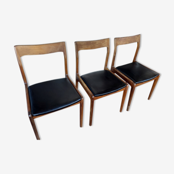 Set de 3 chaises design scandinaves en teck