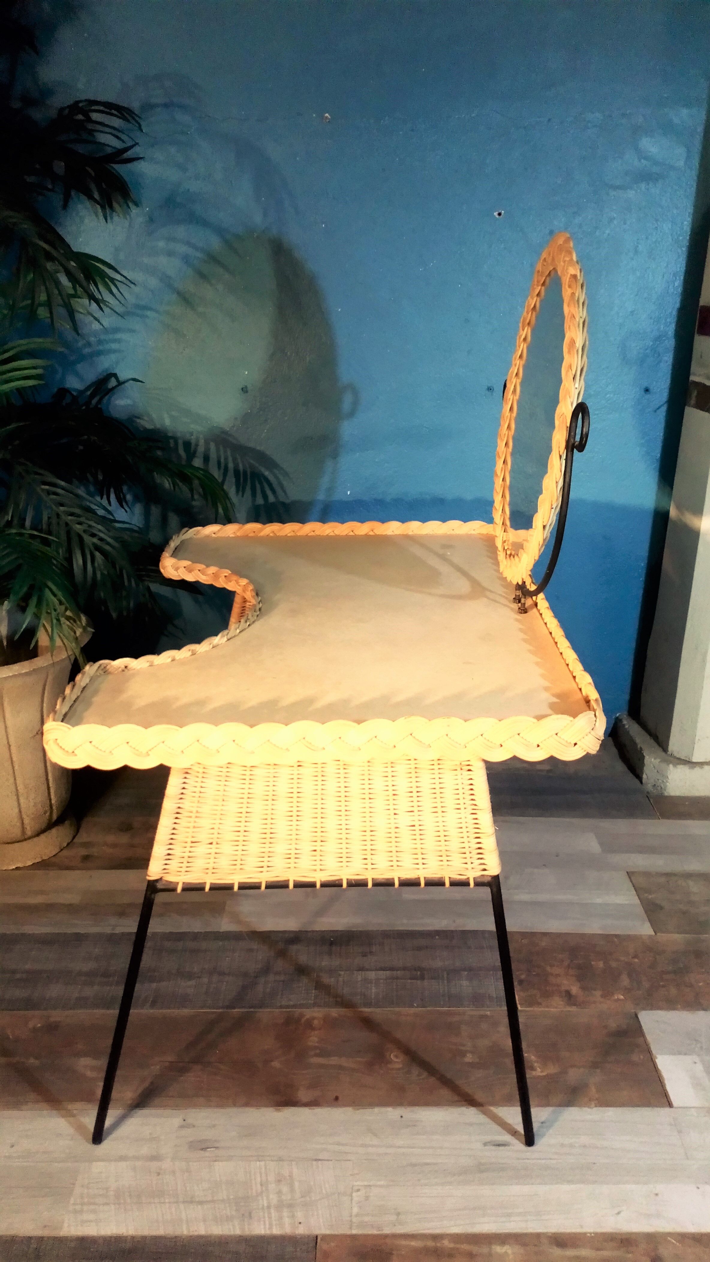 1950s rattan dressing table