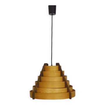 Scandinavian pendant light by Linus Bopp Limbach in pine slats. 1960s
