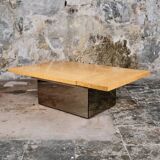 Ash burl bar coffee table, Paul Michel for Roche Bobois, 1980s