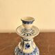 Vintage Russian Blue Ceramic Candle Holder Gjel Handmade