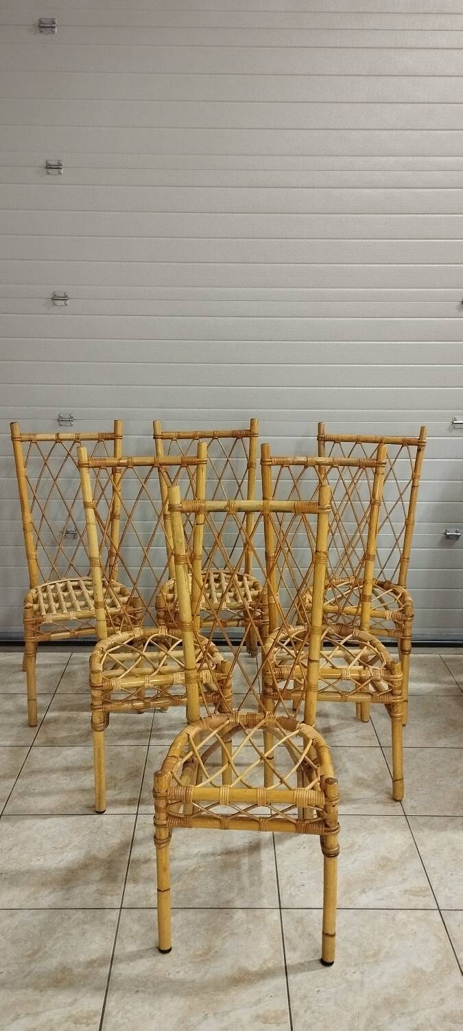 Set of 6 rattan chairs