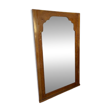 Grand miroir ancien en loupe de bois et nacre – Style Art déco