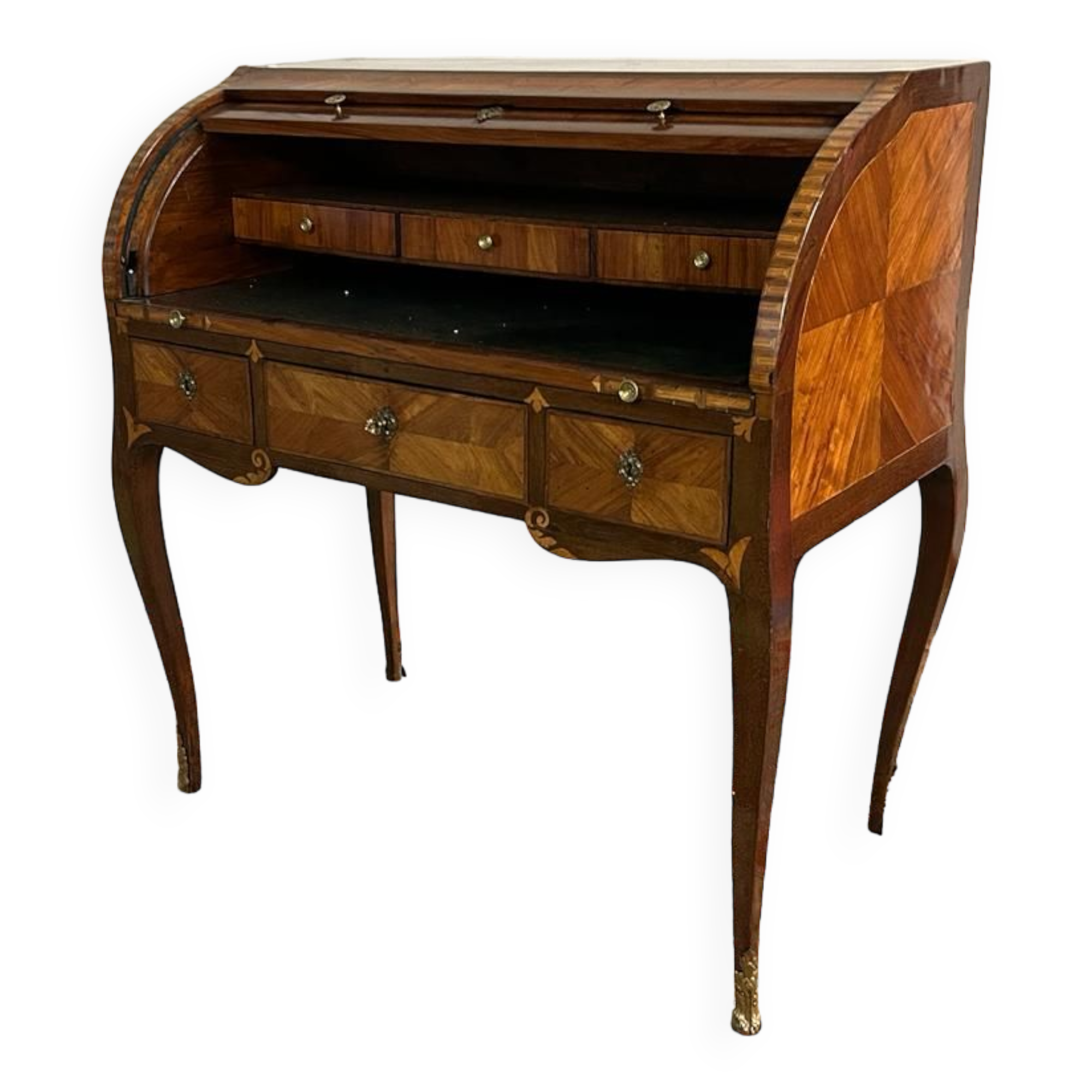 Desk cylinder marquetry louis xv period eighteenth