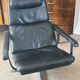 Vintage black leather lounge chair – swivel – 1970s
