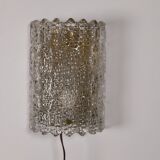 Large pressed glass and brass wall lamp, Denmark, 1960s