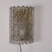 Large pressed glass and brass wall lamp, Denmark, 1960s