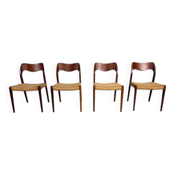 Set of 4 teak Niels O. Møller dining chairs - Model 71, Denmark