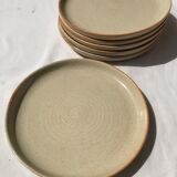 6 Plates dessert Beige sandstone red edge diameter 18cm