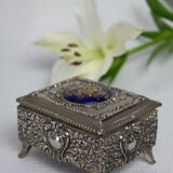 Vintage Silver Metal Jewelry Box Japan