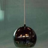 Vintage chrome sphere pendant lamp, space age eye lamp.