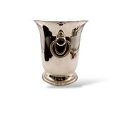 Silver-plated champagne bucket with ring handles.