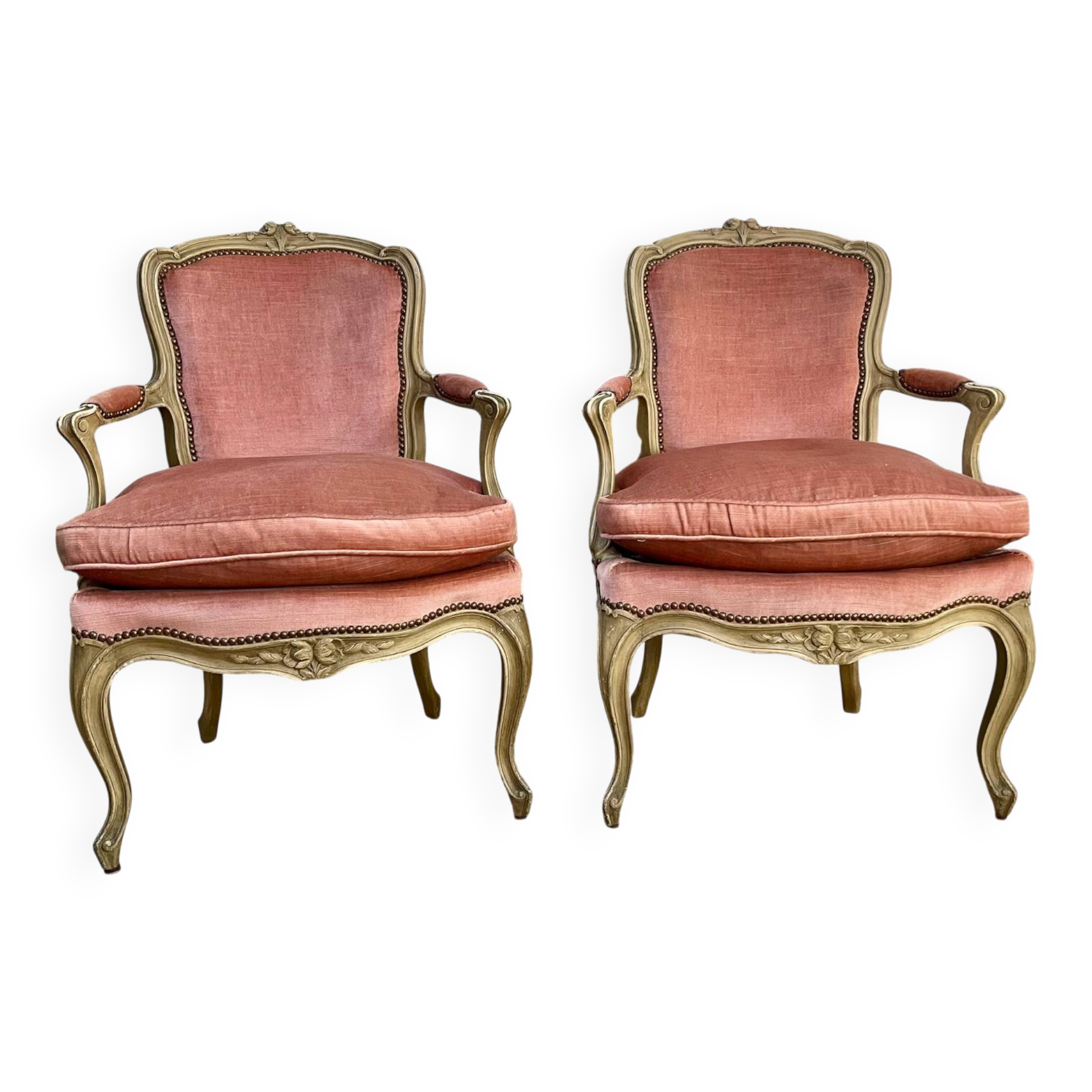 Paire de fauteuils cabriolet Louis XV