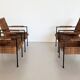 Rattan wicker and iron lounge chairs, set of 4