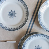 Old dessert plates blue décor, iron earth