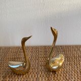Couple of swans in vintage brass