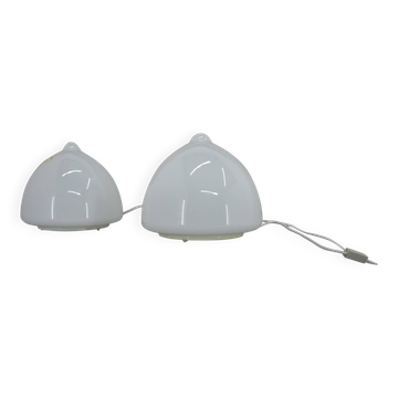 Pair of glass table lamps by Krásno nad Bečvou, 1960s