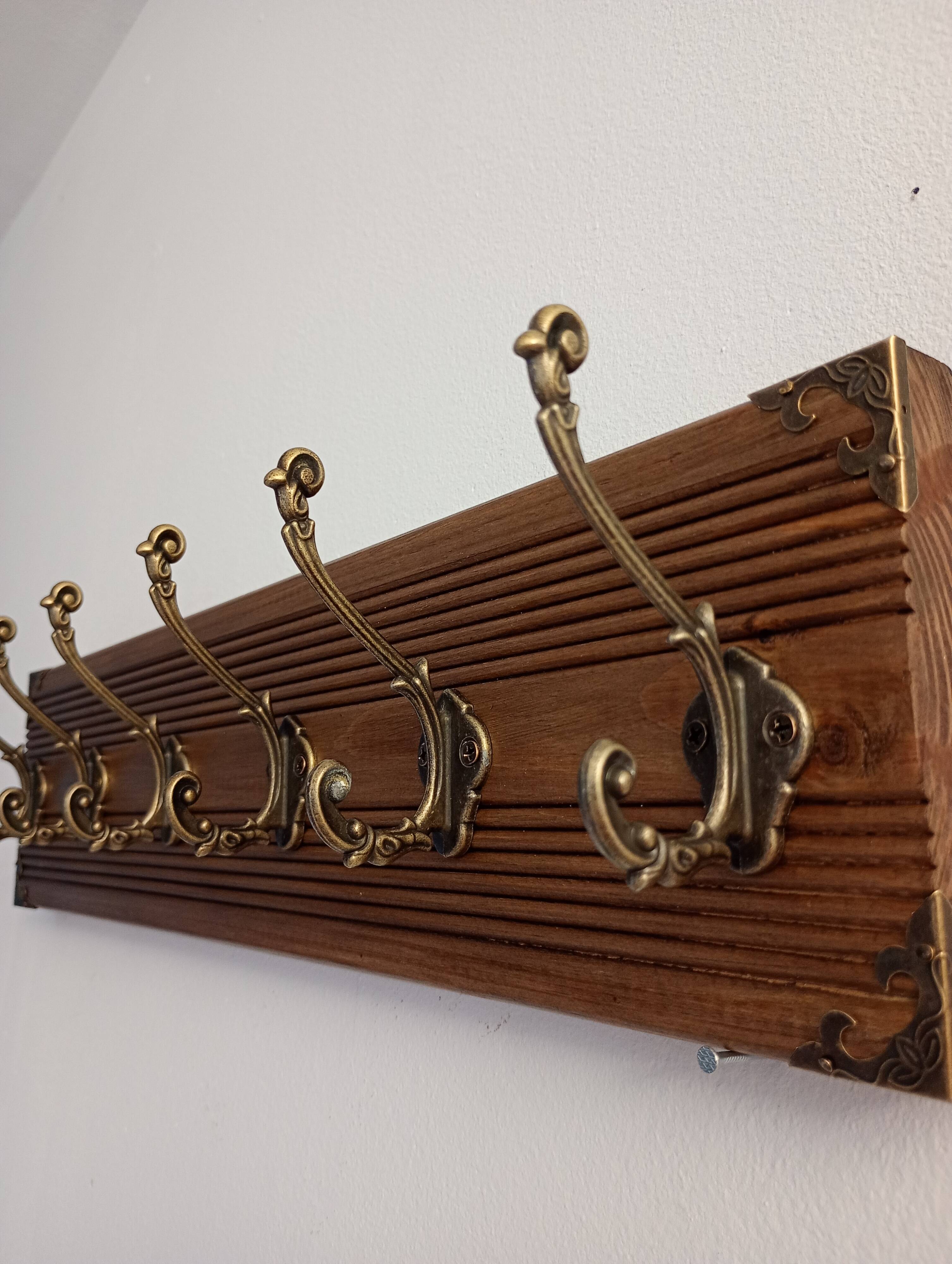 Vintage wall coat rack – 50 cm – 6 metal hooks