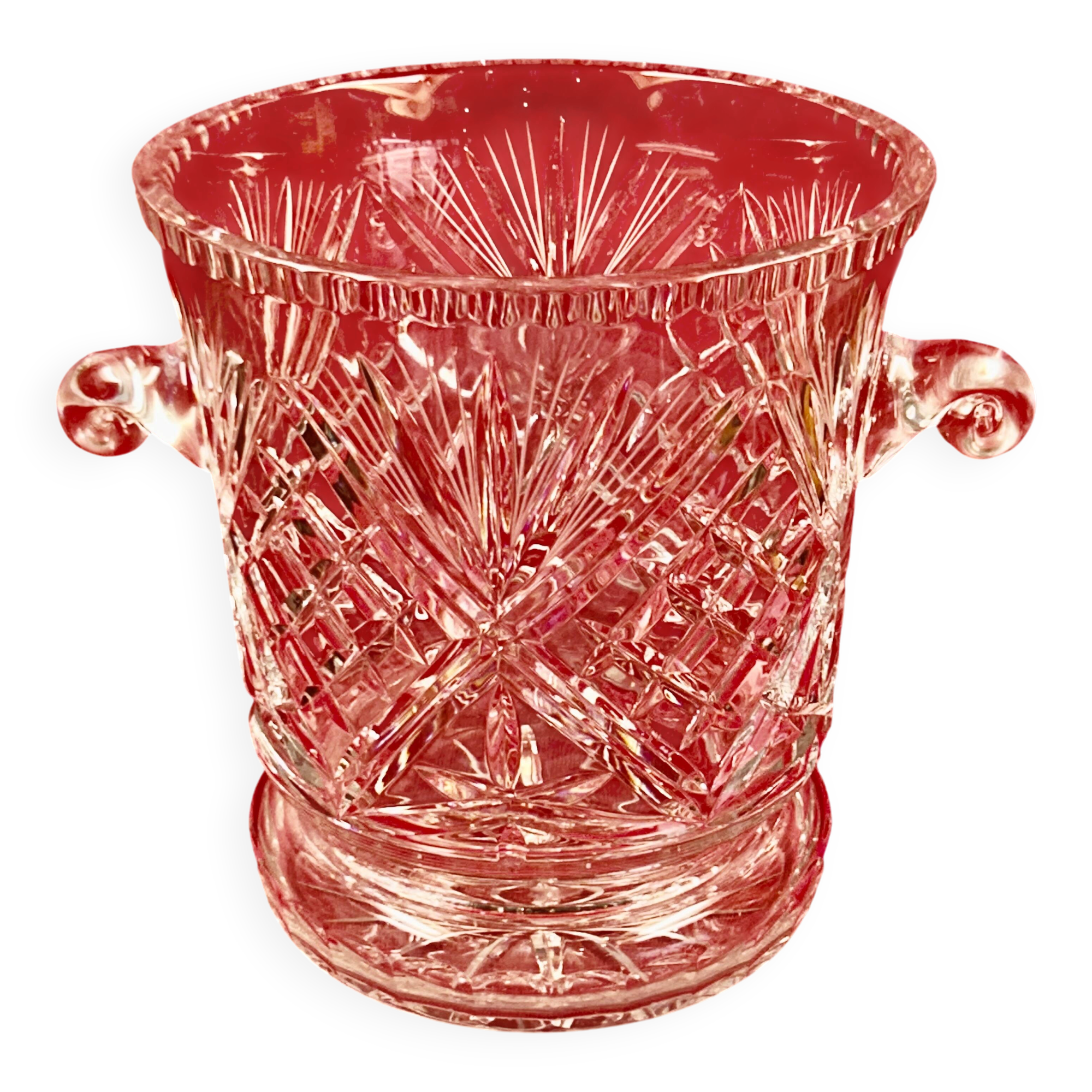 Ice Bucket, Champagne, Wine, 70s Vintage Cut Crystal 26 cm