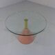 Italian Memphis style pink natural stone & glass side table 1980’s
