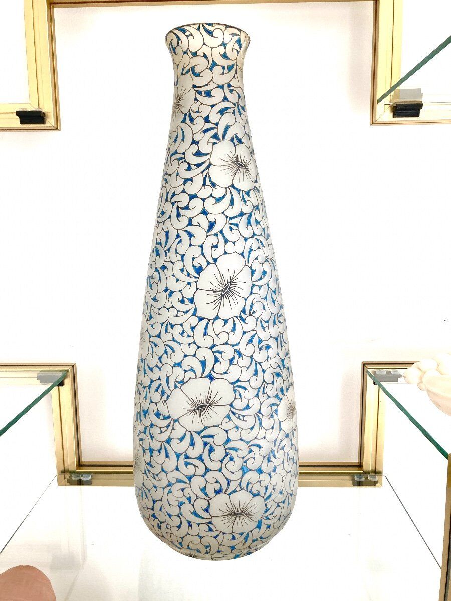 Glass paste vase signed Leune, Art Nouveau