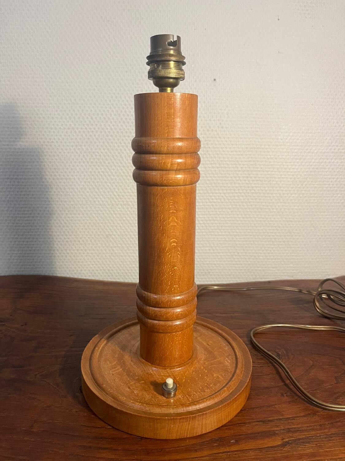 Solid wood table lamp base from the 60s