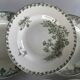 Set of 6 blue and green ironstone deep plates, French earthenware.