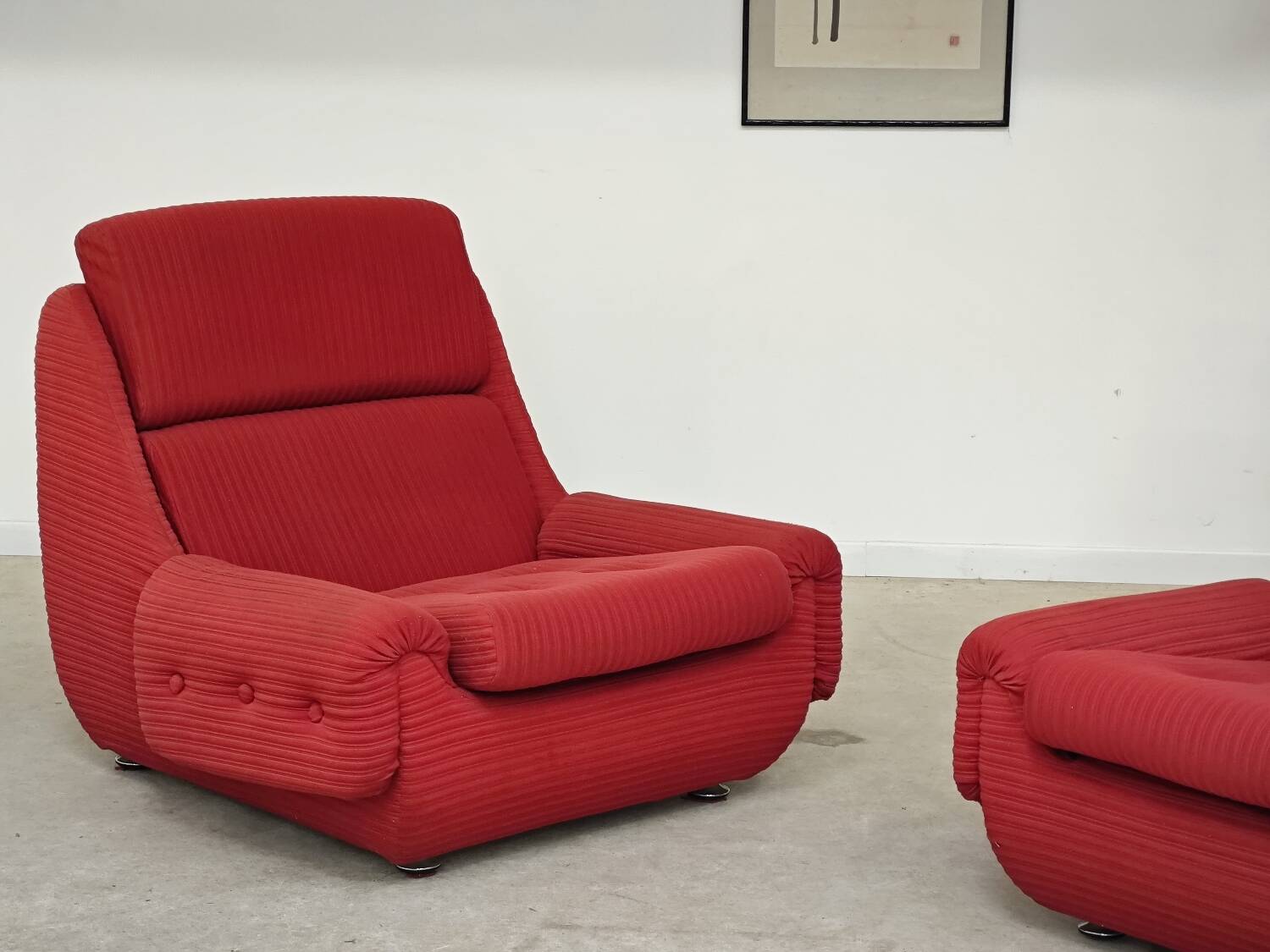 Paire de fauteuils rouge Atlantis Space Age République Tchèque 1970
