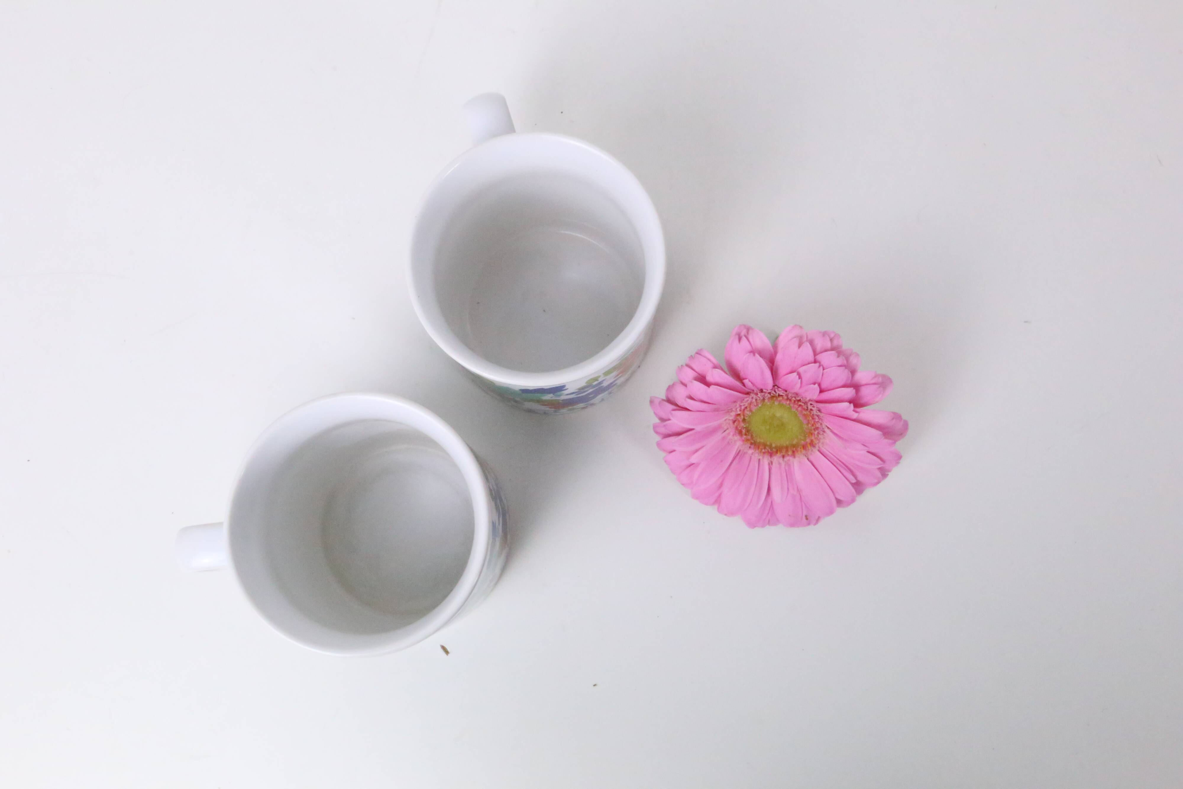 pair of Kiln Craft mugs, English pottery, Staffordshire, Made in England, vintage