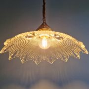 Art Deco pendant light in fluted transparent glass, 1920s-30s.