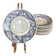 12 sous-tasses Churchill England motif mosaïque bleue