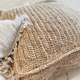 Pouf square floor cushion in natural bohemian jute raffia