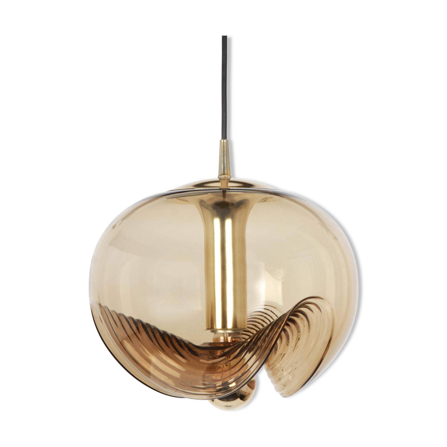 1 of 7 large smoked glass pendant by Peill & Putzler, Germany, 1970s